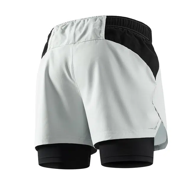 金贝勒 拼接撞色字母图案印花抗皱耐磨柔软舒适户外运动薄款系带休闲短裤 男女同款