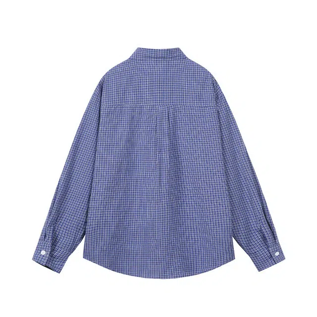 欧路得 美式复古潮牌宽松休闲格子条纹设计感舒适百搭长袖衬衫 男女同款
