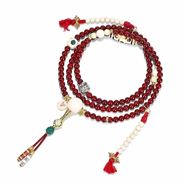 钰澜文玩 海南毛感料 圆珠猛犸牙满配脖挂佛珠手把件#好运 星月菩提 手串 男女同款情侣款