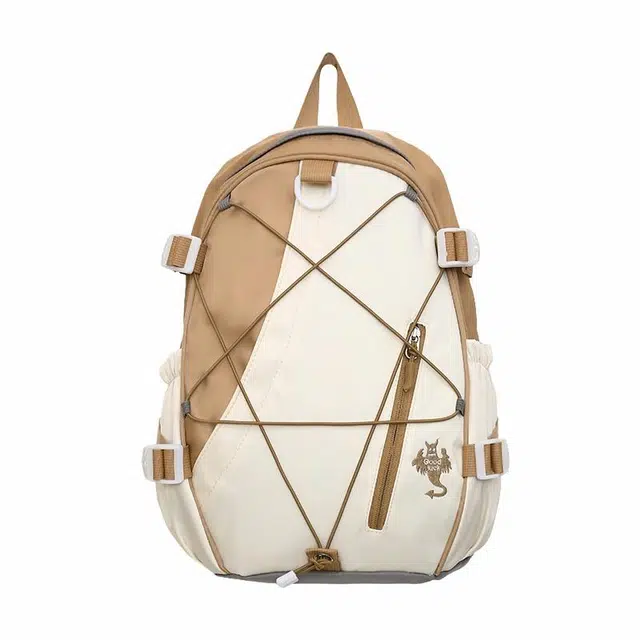 泰格奴 撞色系轻便百搭背包个性气质潮流时尚高中大学生上课书包 尼龙布 双肩包 女款 综配白色/粉配白色/蓝配白色/黑配银色