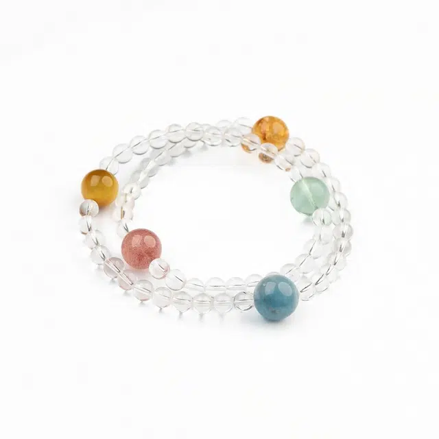 仙源 多宝 招财转运招好人缘爱情甜蜜温柔婉约圆珠潮流设计小众优雅气质 好运 白水晶 手串 男女同款情侣款