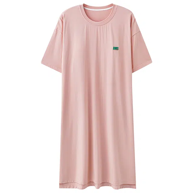 俏佳人 带胸垫短袖垂感柔软亲肤透气纯色休闲慵懒简约家居服睡裙 女款