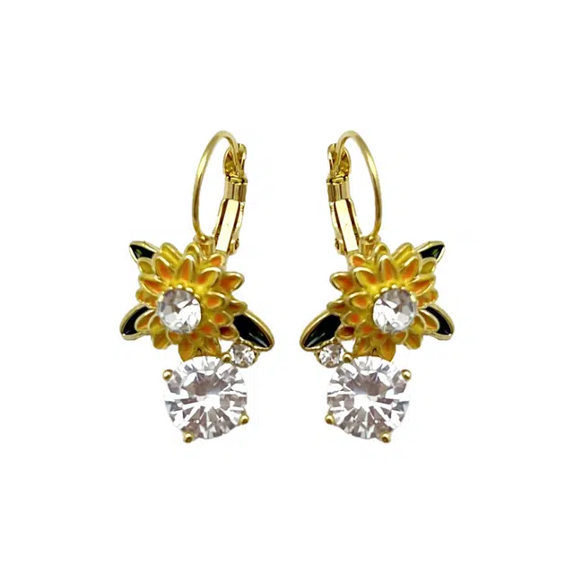 双生恋 向阳而生 向日葵镶钻耳扣小众设计感百搭时尚精致日常通勤约会耳饰轻奢高级感 铜 耳环 女款
