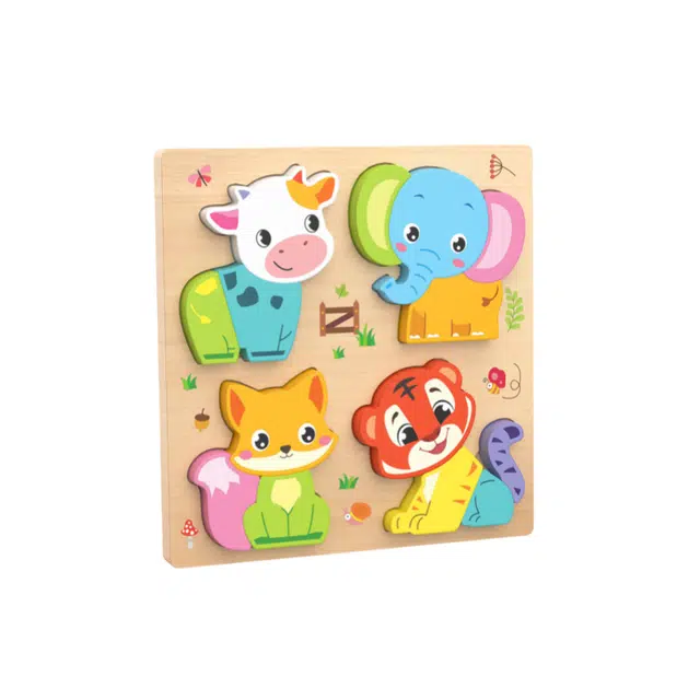 咕轹 动物木质拼图板 早教益智玩具