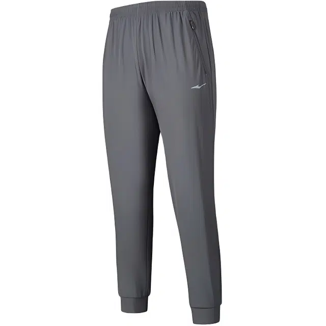 鸿星尔克 综训系列 休闲简约纯色束脚系带针织运动裤 男款 深灰