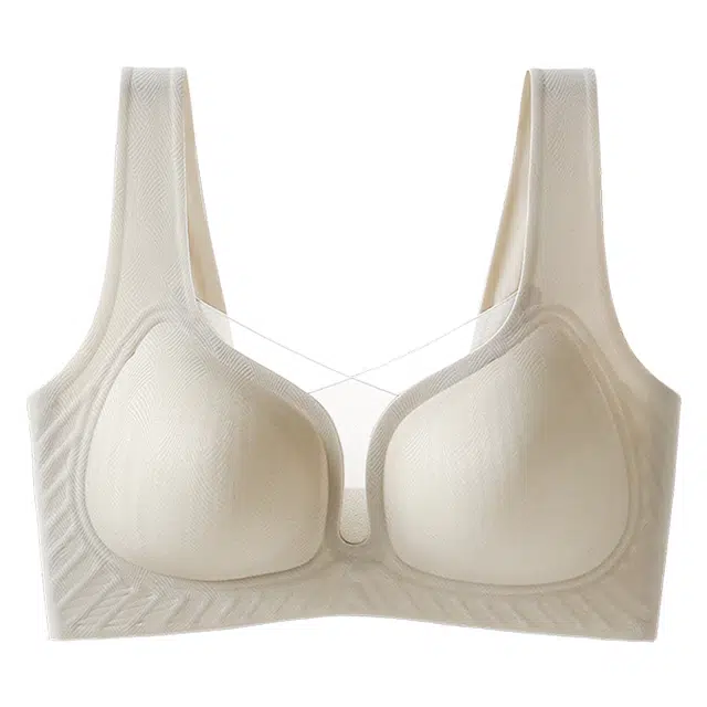 二三二三 自然聚拢提拉上托不空杯亲肤舒适内衣侧收副乳无钢圈可调节肩带软支撑大码休闲胸罩简约时尚百搭性感纯欲文胸 女款 淡雅灰