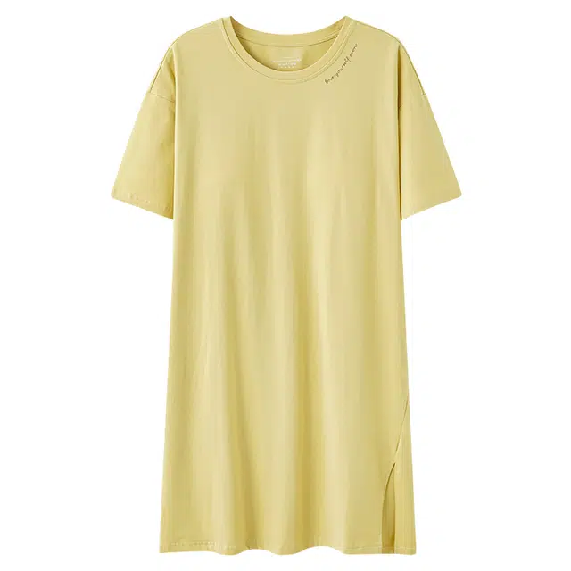 俏佳人 带胸垫垂感柔软亲肤简约透气纯色休闲短袖慵懒家居服睡裙 女款