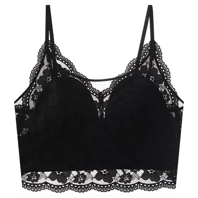 二三二三 亲肤柔软透气舒适修身免穿文胸固定杯不移位贴身不勒法式精致慵懒蕾丝浪漫纯欲性感时尚百搭背心 女款