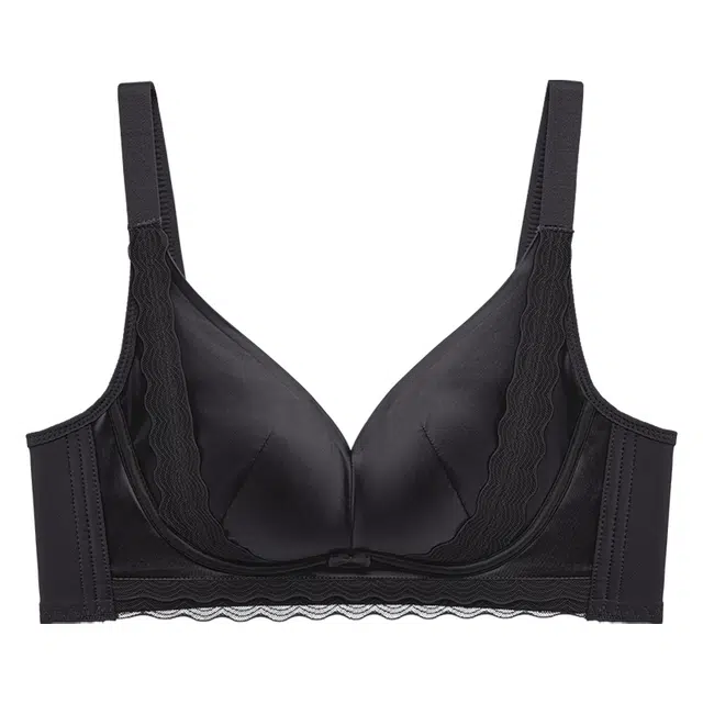 二三二三 聚拢提拉上托亲肤舒适内衣侧收副乳无钢圈不空杯可调节肩带软支撑胸罩法式蕾丝边浪漫简约时尚百搭性感纯欲文胸 女款