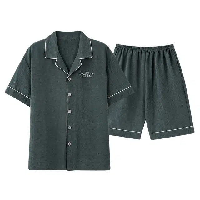 俏韵 高级感云朵棉短袖短裤翻领家居服夏季睡衣套装 男款