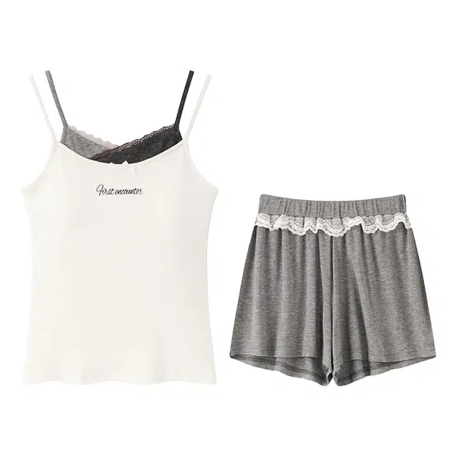 向薇 带胸垫无袖吊带可爱可外穿家居服睡衣套装 女款