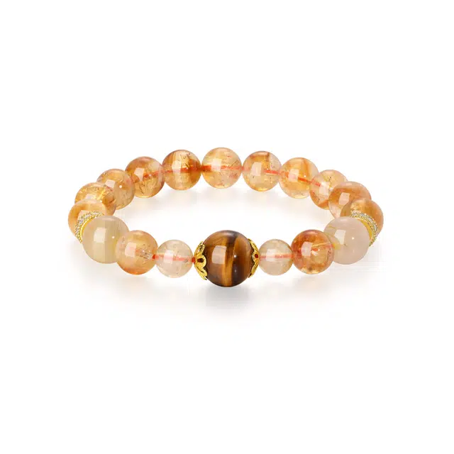 【戴它招财致富】 金六福吉祥 新中式国风吸财纳福吉祥如意八方来财黄塔晶闪耀镶锆 轻奢高级感小众设计#好运天然 黄水晶 手串 男女同款情侣款