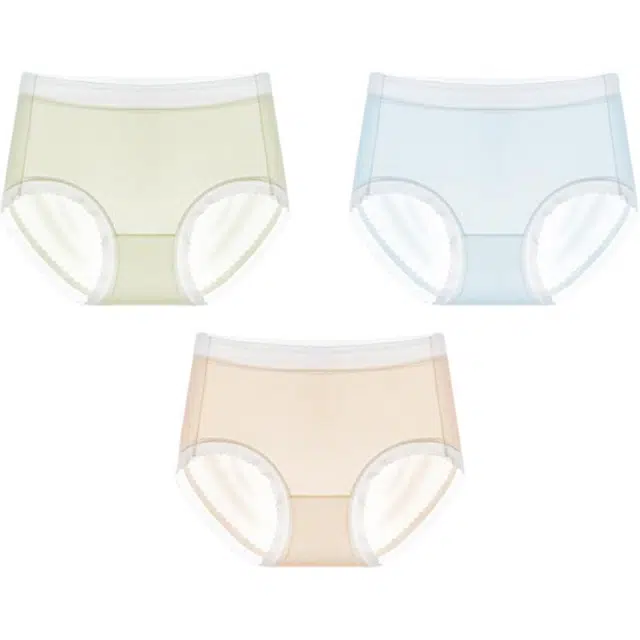 欧迪芬 聚乳酸抗菌冰丝纯色简约三角裤中腰内裤 女款 组合装