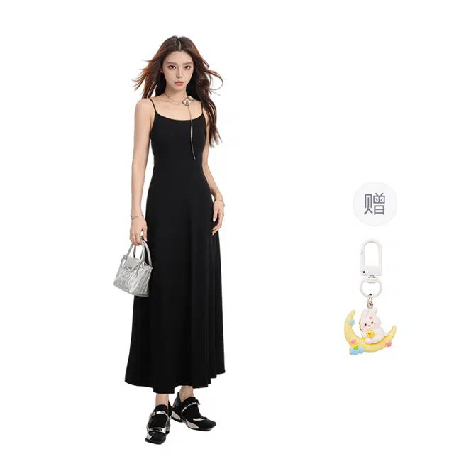 柏黛妃 时尚舒适纯色休闲百搭吊带连衣裙 女款