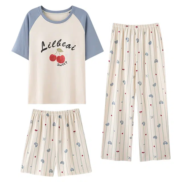 俏佳人 纯棉柔软亲肤透气休闲短袖慵懒家居服睡衣套装 女款