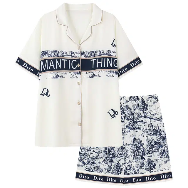 顶瓜瓜 时尚柔软简约优雅款式家居服夏季睡衣套装 女款