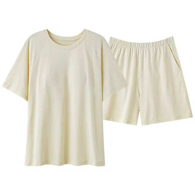 俏佳人 带胸垫垂感亲肤透气柔软基础休闲短袖慵懒家居服睡衣套装 女款