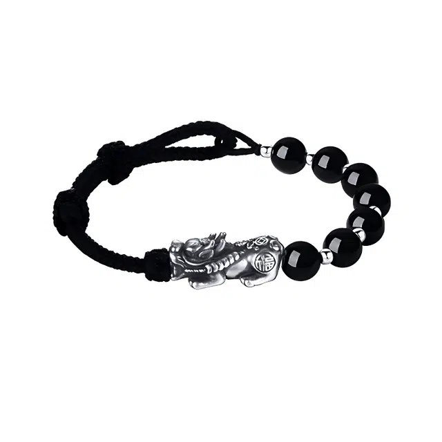 潮宏基 貔貅 新中式轻奢小众高级感 经典复古设计#好运天然 黑曜石 手链 男款