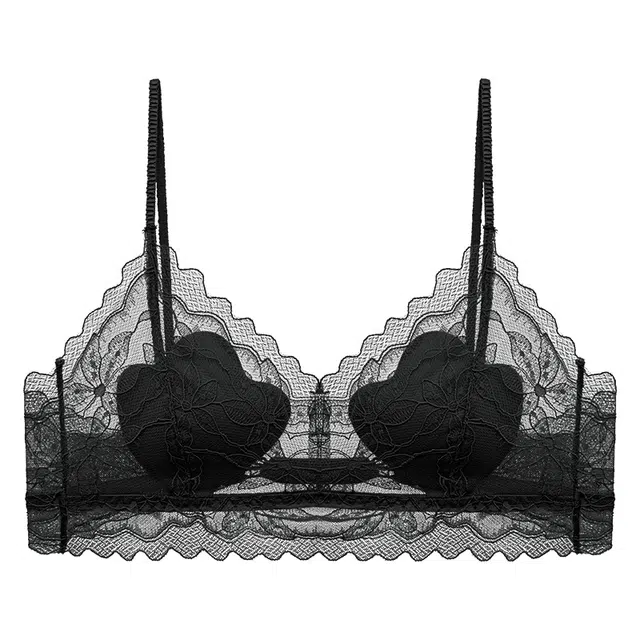 二三二三 聚拢提拉上托不空杯亲肤舒适内衣侧收副乳无钢圈可调节肩带软支撑胸罩简约时尚百搭法式蕾丝慵懒浪漫性感纯欲文胸 女款