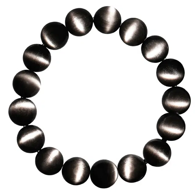 妍韵珠宝  收藏级银猫眼 新中式国潮古风招财 平安纳福 诸事顺遂手持文玩盘玩念珠复古小众百搭高级感#好运 黑曜石 手串 男女同款情侣款