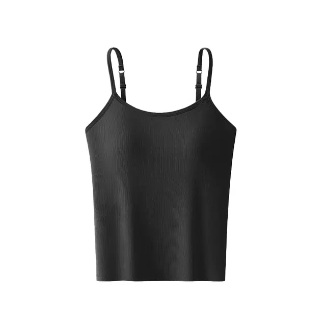 黑恐龙 纯欲性感可调节细肩带自带胸垫遮副乳基础款纯色吊带背心 女款