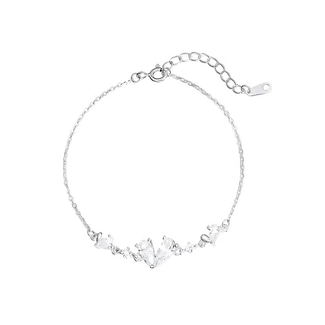 【纯银999|爱意满满】 凤祥囍事 老凤祥 碎钻爱心 梦幻甜美少女心时尚简约小众设计精致百搭手饰 足银 手链 女款