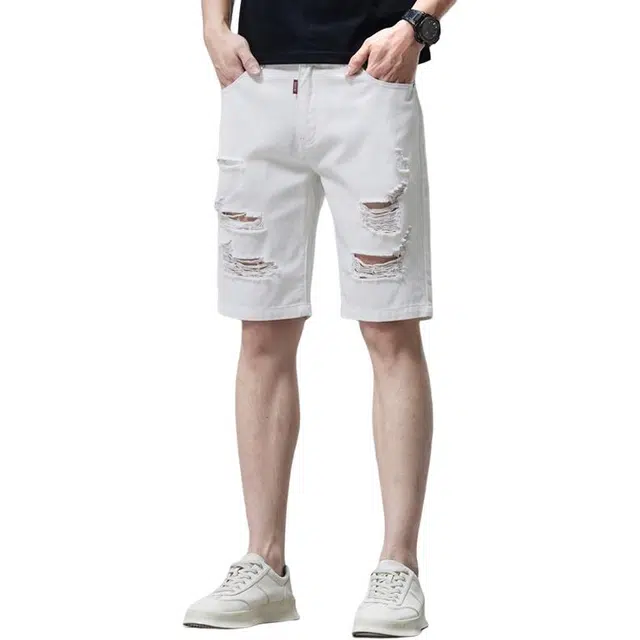 吉肯蒂 高端潮牌直筒五分裤夏季韩版古中裤牛仔短裤 男款