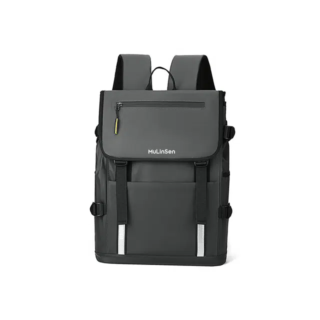木林森 休闲反光条商务电脑包学生上班族通勤时尚简约潮流多功能旅行 涤纶（聚酯纤维） 双肩包书包背包 常规 男女同款情侣款 黑色/灰色