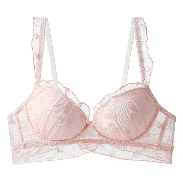 二三二三 聚拢提拉上托不空杯亲肤舒适内衣侧收副乳无钢圈软支撑胸罩法式可爱甜美公主风时尚百搭性感纯欲文胸 女款