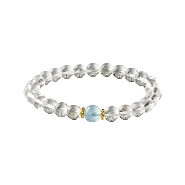 【事业顺利 水逆退散】 秦福炫 晶莹剔透 成功上岸招财转运升职加薪 诸事顺利发财暴富简约高级感手饰 白水晶 手串 女款