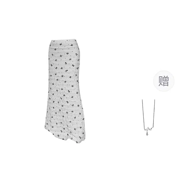 识恩 韩系纯欲高腰修身蝴蝶结印花蕾丝碎花度假风半身裙休闲长裙 女款