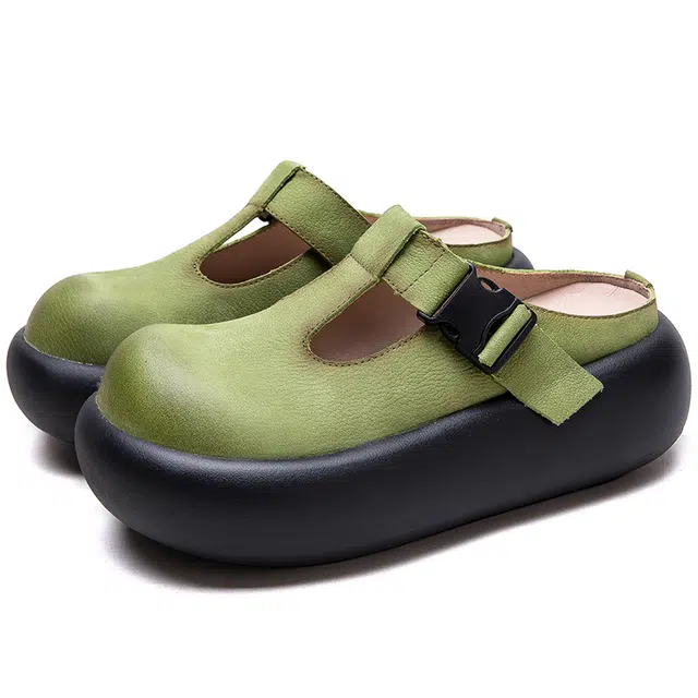 杰骤 复古休闲通勤户外舒适时尚 防磨包头拖鞋 女款