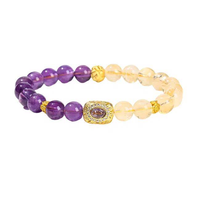 陌阡雪 【前程似锦 紫定发财】旺事业学业 招财转运 本命年九紫离火运  精致温柔手饰#好运天然 黄水晶 手串 女款