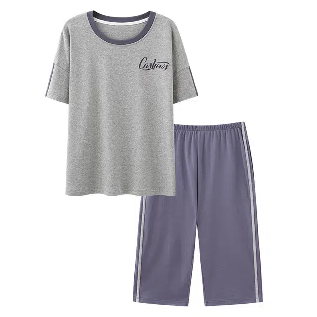 睦隆世家 纯棉薄款短袖休闲舒适家居服可外穿睡衣套装 女款