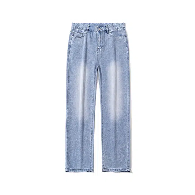 独驰 美式复古宽松潮流简约水洗牛仔裤夏季凉感舒适直筒裤潮牌休闲透气亲肤百搭长裤时尚个性渐变设计感裤子牛仔裤 男女同款