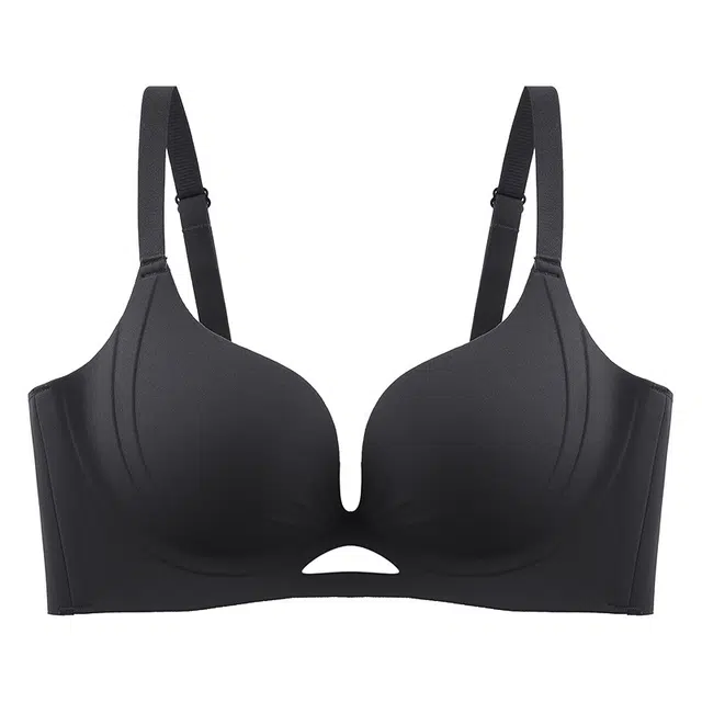 二三二三 聚拢提拉上托不空杯亲肤舒适侧收副乳无钢圈可调节肩带软支撑简约纯色日常通勤时尚百搭性感纯欲文胸 女款