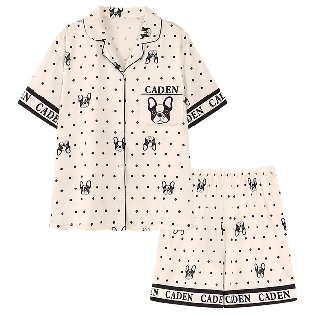 顶瓜瓜 透气简约优雅款式家居服夏季睡衣套装 女款