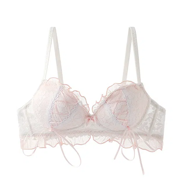 二三二三 聚拢提拉上托不空杯亲肤舒适内衣侧收副乳无钢圈可调节肩带软支撑胸罩法式甜美蝴蝶结可爱简约时尚百搭性感纯欲文胸 女款