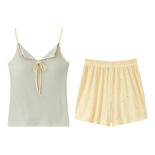 向薇 带胸垫无袖吊带家居服三分裤夏季睡衣套装 女款