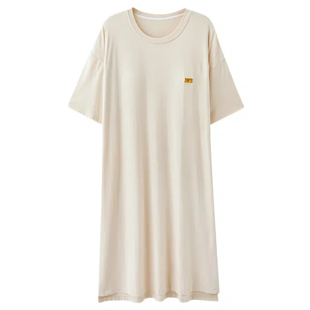 俏佳人 带胸垫垂感舒适柔软亲肤透气纯色休闲短袖慵懒家居服睡裙 女款