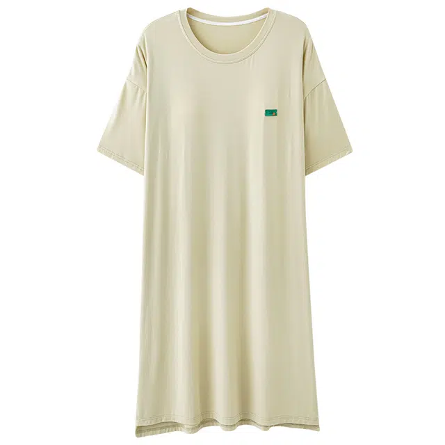 俏佳人 带胸垫垂感柔软亲肤透气休闲短袖慵懒纯色家居服睡裙 女款