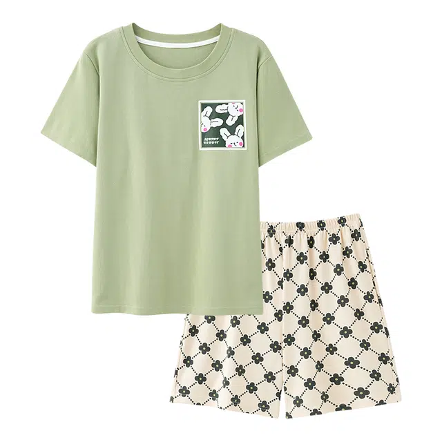 睦隆世家 纯棉薄款短袖舒适家居服休闲可外穿睡衣套装 女款