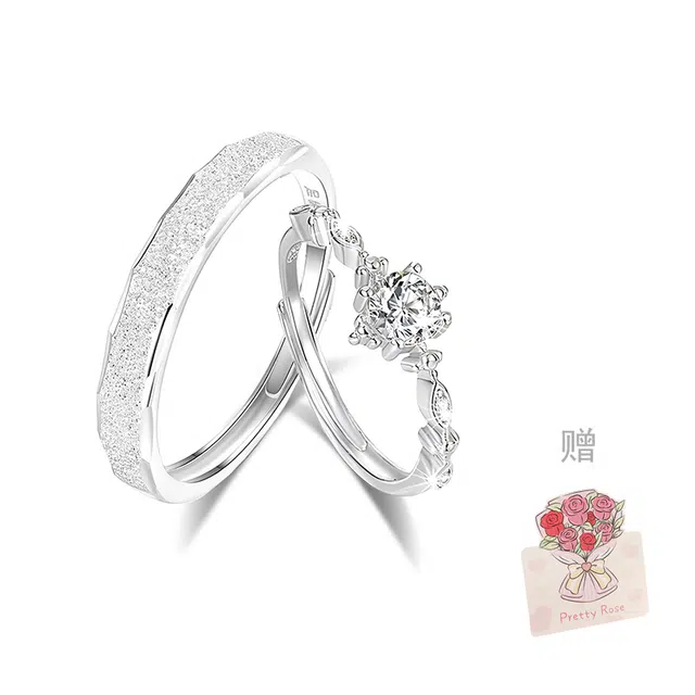 【S999纯银】 佐卡伊 满天星星语交织对戒轻奢小众设计 莫比乌斯甜蜜示爱灵动闪耀精致百搭开口可调节#好运 足银 戒指 男女同款情侣款