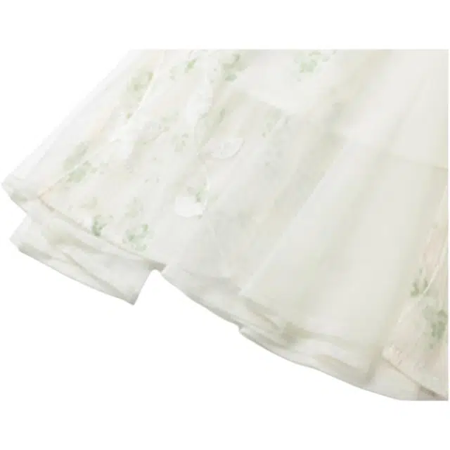 鹿向南 新中式气质夏季植物花卉常规旗袍领短袖连衣裙 女款