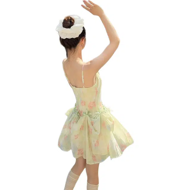 黛尔佳人 甜美度假风设计感长中短裙三种穿法荡领吊带连衣裙 女款