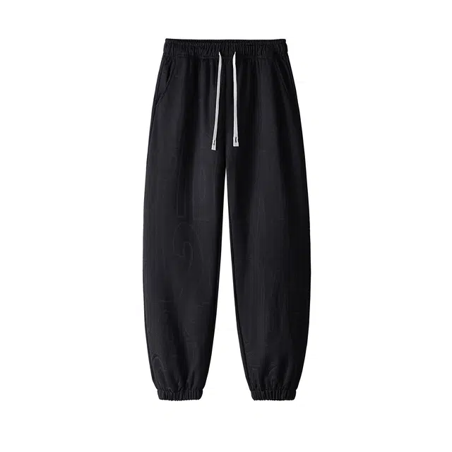 哲源 美式复古简约时尚纯色港风几何束脚休闲裤 男女同款