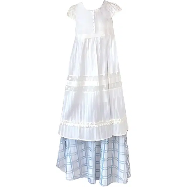 囍鱼少女 法式氛围感叠穿短袖感叠穿两件套白色连衣裙时尚洋气减龄连衣裙半身裙时尚减龄显瘦遮肉裙装套装 女款