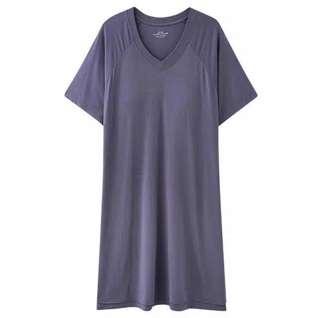 俏佳人 带胸垫垂感柔软亲肤透气纯色休闲短袖家居服睡裙 女款