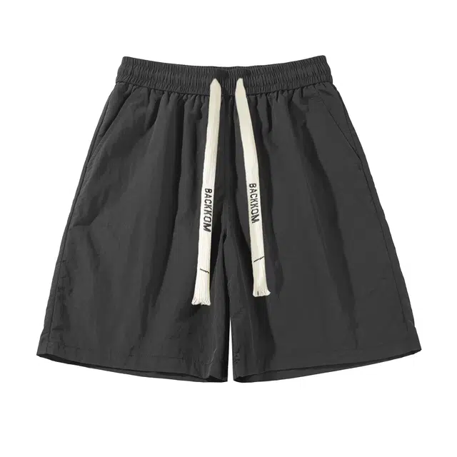 大卫贝肯 字母系带纯色通勤运动宽松五分休闲短裤 男女同款