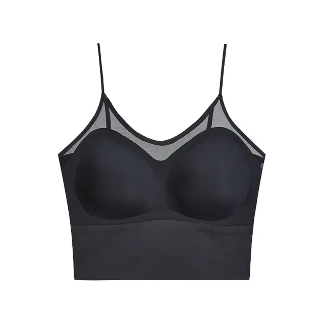 草本初色 无痕隐形细肩带文胸空气杯软支撑网纱拼接高弹收副乳性感吊带美背透气亲肤免穿无束缚内衣 女款
